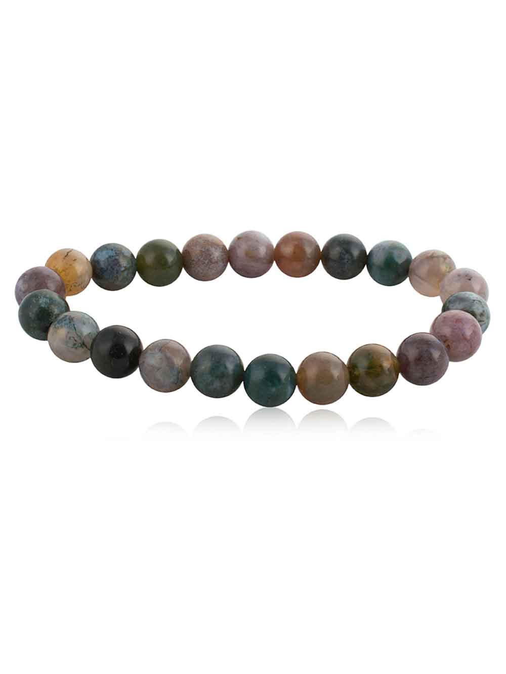 561.jpg Genuine Crystal Green & Grey India Agate Semi Precious Stone Bracelet - Image 1