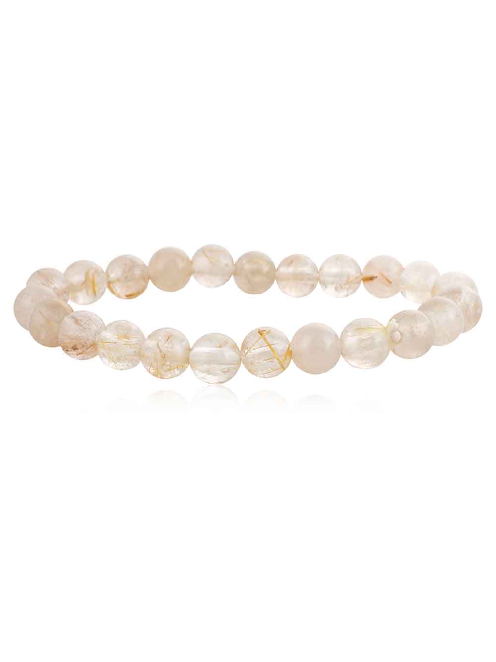 570.jpg Genuine White Rutilated Quartz Crytal Semi Precious Gemstone Bracelet - Image 1