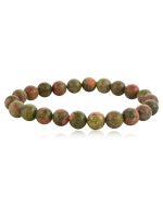 Natural Round Bead Unakite Healing Crytal Semi Precious Stone Bracelet - Image 2