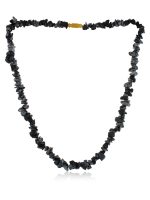 Natural Crystal Black Obsidian Semi Precious Stone Arthritis Necklace