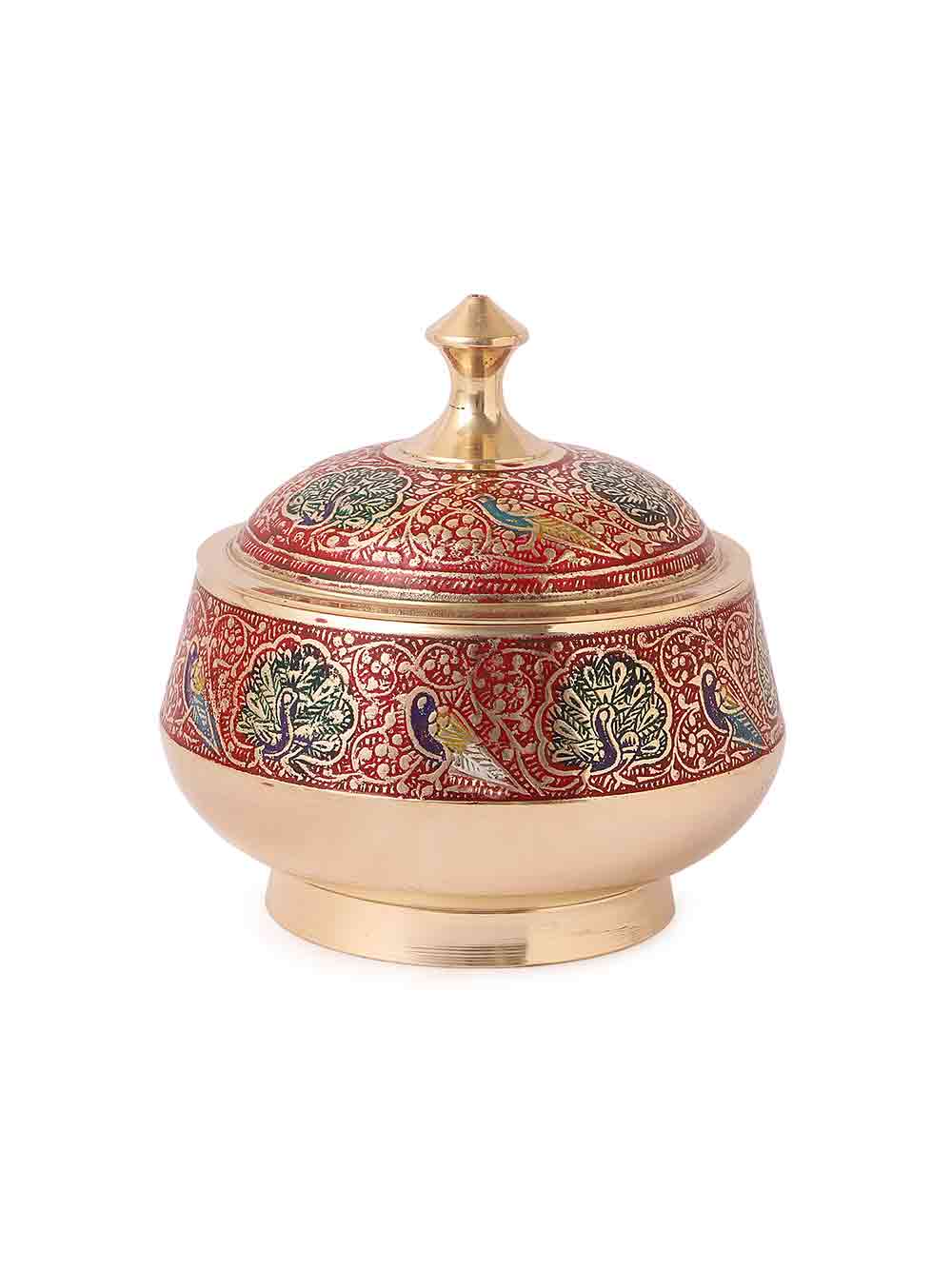 IMG_5826.jpg Meenakari Brass Bowl Handi - Image 1