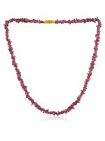 Natural Rhodolite Reiki Crystal Maroon Fluorite Semi Precious Necklace
