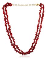 Natural Healing Reiki Crystal Red Coral Precious Stone Chips Necklace