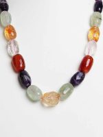 Natural Amethyst Citrine Carnelian Perhnite Crystal Gemstone Necklace - Image 2