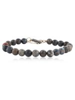 Natural Grey Petrified Reiki Crystal Semi Precious Stone Bracelet