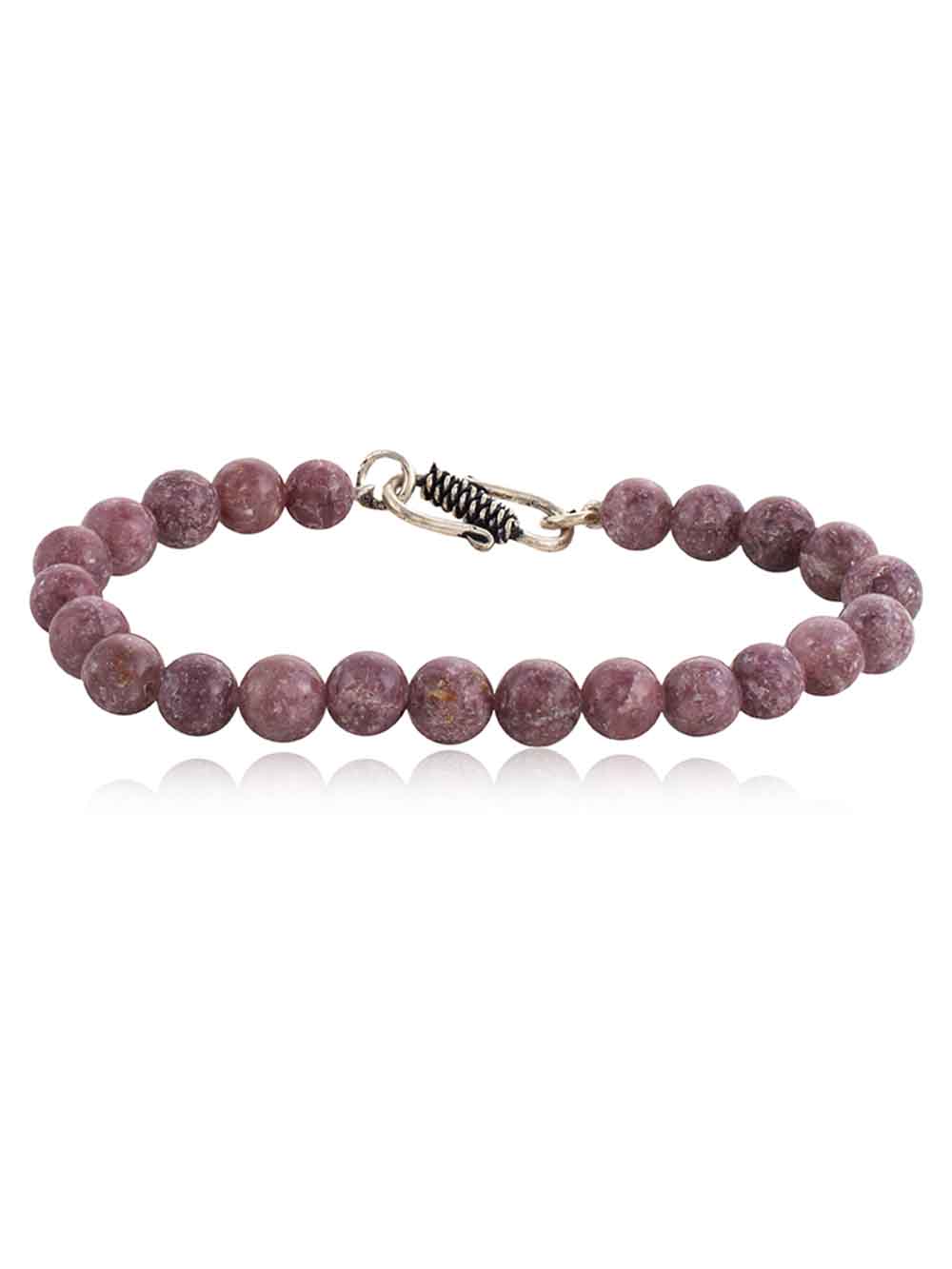 sss1.jpg Natural Reiki Pink Lepidolite Semi Precious Stone Transition Bracelet - Image 1