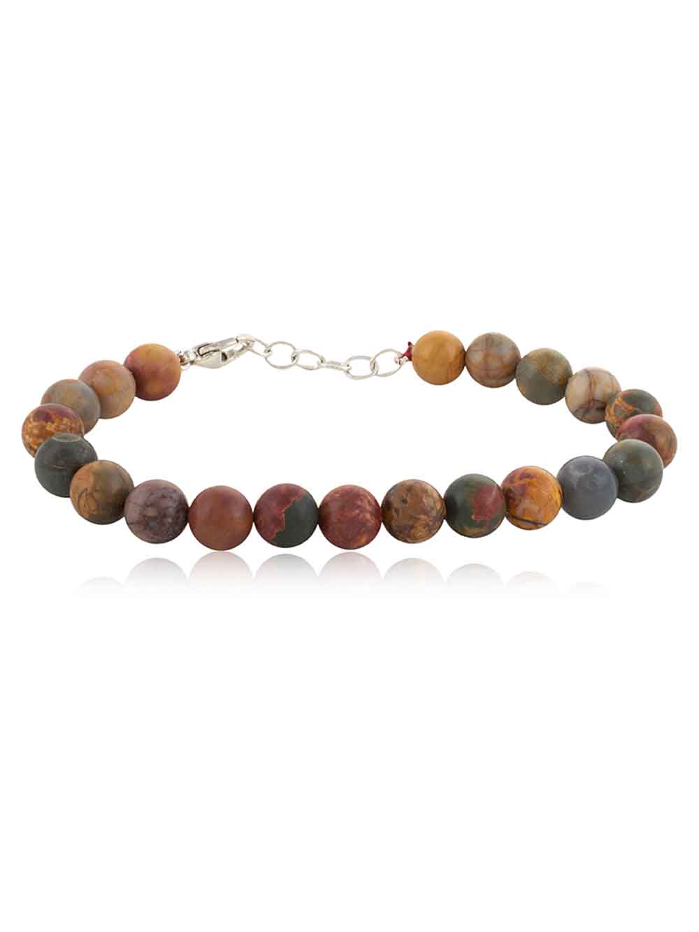vvv1.jpg Natural Crystal Multi Picasso Jasper Semi Precious Stone Bracelet - Image 1