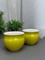 Lime yellow PotteryDen Kulhad | Hand Painted | Set of 2 | Ceramic Pottery | Ideal for Tea Coffee and cold beverage - Image 2