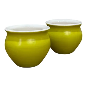 Lime yellow PotteryDen Kulhad | Hand Painted | Set of 2 | Ceramic Pottery | Ideal for Tea Coffee and cold beverage