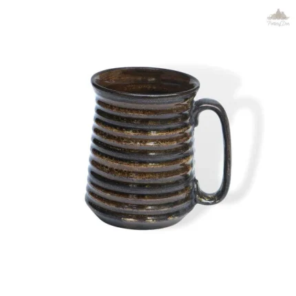 Rustic Dark Brown PotteryDen Beer Mug | Height 12 cm | Diameter 9 cm | Hand Painted | Set of 1 | Ceramic Pottery | Ideal for drinking beer