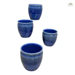 Ocean blue shaded PotteryDen Kulhad - 100 ml| Hand Painted | Set of 4 | Ceramic Pottery | Ideal for Tea Coffee and cold beverage