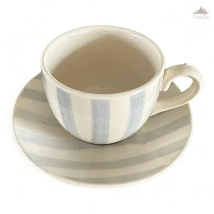 Summer Minimalist Ceramic Cup & Saucer | Hand Painted | Set of 1 | Ideal for serving tea or coffee
