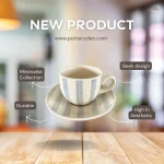 Summer Minimalist Ceramic Cup & Saucer | Hand Painted | Set of 1 | Ideal for serving tea or coffee - Image 5