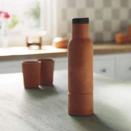 Terracotta Bottle With Wooden Lid