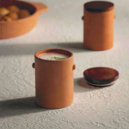Knurl Terracotta Tumbler with Wooden Lid