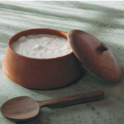 Terracotta Curd Setter With Wooden Lid- Large