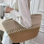 Women Beige, White Hand-held Bag - Image 2